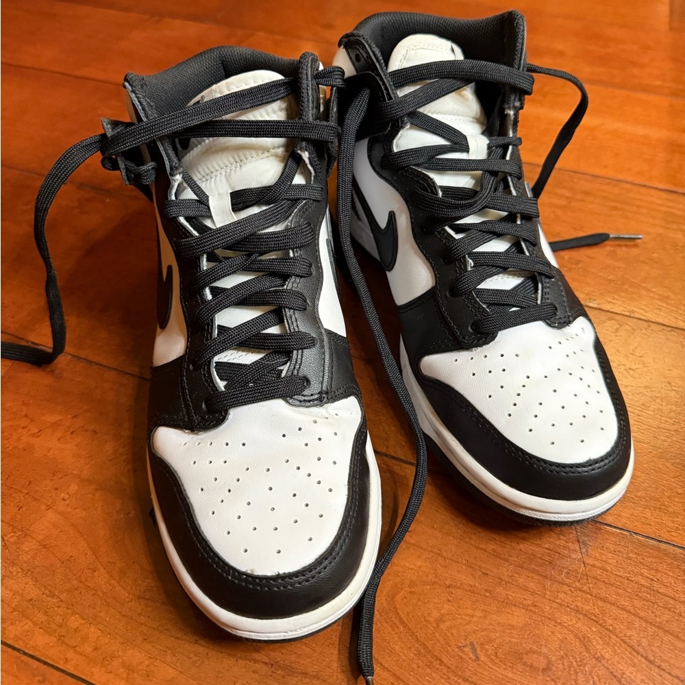 Authentic Panda Dunks - High Tops - women size 8, mens size 6.5